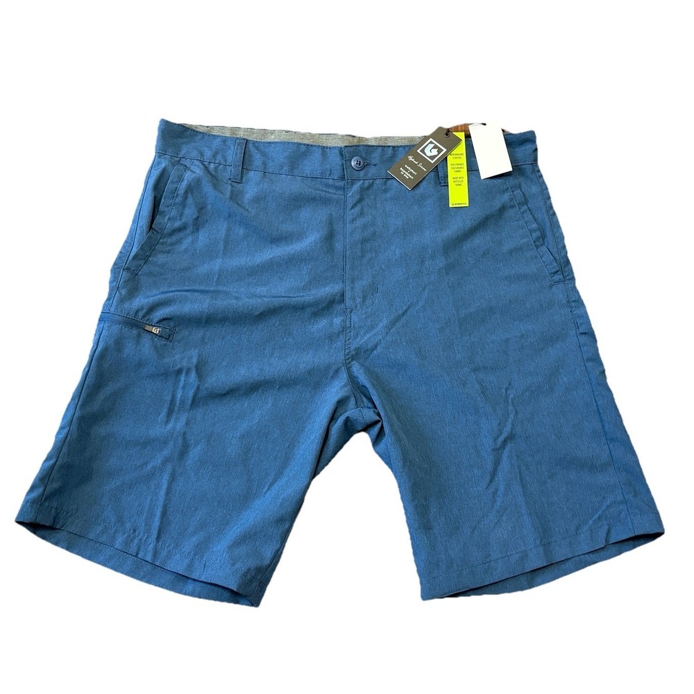 BURNSIDE Mens Hybrid Series Performance Stretch Land + Sea Blue Shorts 36 NWT